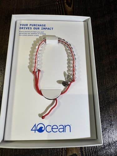 4Ocean Bracelet Hawaiian Coral Reef Red Cord Clear Bead 4Ocean Coral Wave Charm - Thumbnail 2