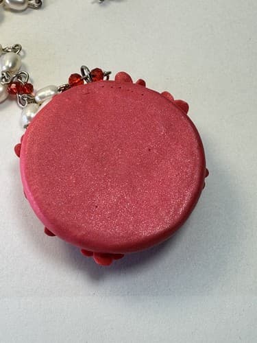 Red Flower Beaded Necklace Pearl And Red Beads Vintage Jewelry - Thumbnail 10