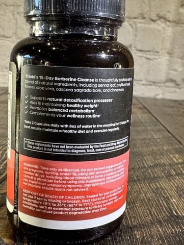Thinbi Berberine + 15 Day Herbal Cleanse Detox 1500mg Metabolism Liver Support - Thumbnail 3