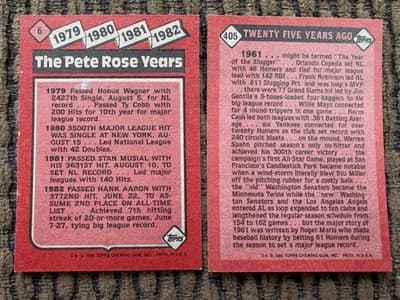 1986 Topps 19 Card Lot Baseball, Record Breaker, Turn Back The Clock, Pete Rose - Thumbnail 17