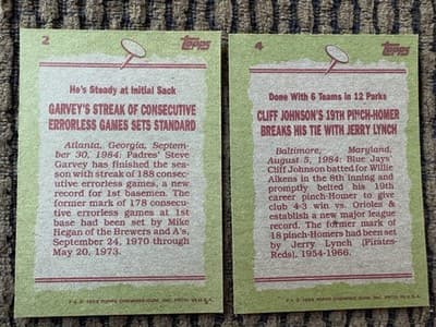 1985 Topps 22 MLB Baseball Card Lot, #1 Draft Picks, Record Breakers In Order - Thumbnail 17