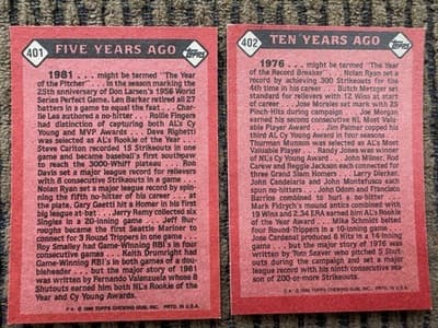 1986 Topps 19 Card Lot Baseball, Record Breaker, Turn Back The Clock, Pete Rose - Thumbnail 21