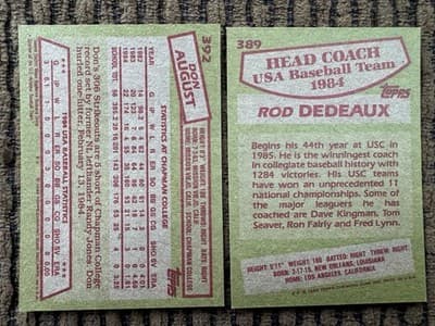 1985 Topps MLB Baseball - 1984 Team USA 16 Card Team Set w McGwire #389-404 - Thumbnail 13