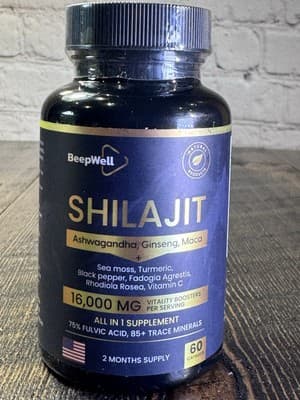 BeepWell Shilajit Himalayan with Adaptogens 60 count EXPIRES 10/2026