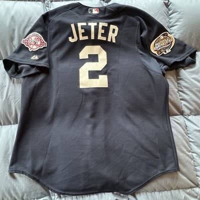 Derek Jeter Jersey 100th Anniversary 2003 World Series XL Majestic 2 Patches