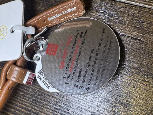Brown Ultra Soft Rolled Leather Collar for XS Dog Cat 8-10 inch Neck QR ID Tag - Thumbnail 4