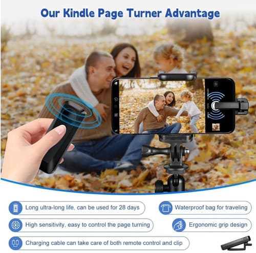 Black Page Turner Remote Kindle Paperwhite Oasis Ipad iPhone Android Ebook Kobo - Thumbnail 11
