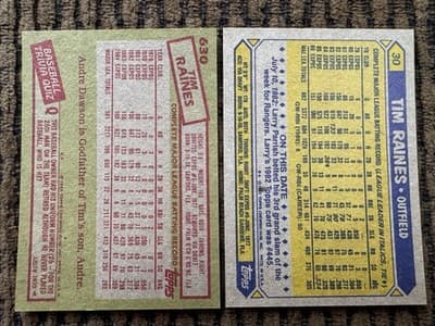 Tim Raines Topps 9 Card Lot - 2 Rookies - 1981-1987 - Montreal Expos - Thumbnail 9