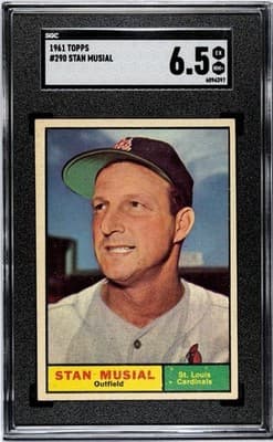 1961 Topps #290 Stan Musial St Louis Cardinals MLB SGC 6.5 EX NM+