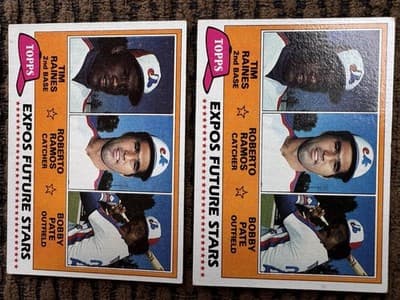 Tim Raines Topps 9 Card Lot - 2 Rookies - 1981-1987 - Montreal Expos - Thumbnail 2