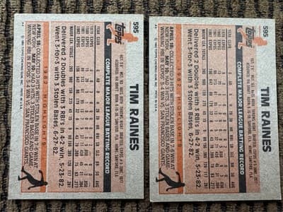 Tim Raines Topps 9 Card Lot - 2 Rookies - 1981-1987 - Montreal Expos - Thumbnail 5