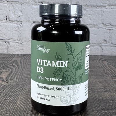 Earth Harmony Vegan Vitamin D3 5000 IU Plant Based Immunity High Potency