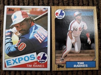 Tim Raines Topps 9 Card Lot - 2 Rookies - 1981-1987 - Montreal Expos - Thumbnail 8