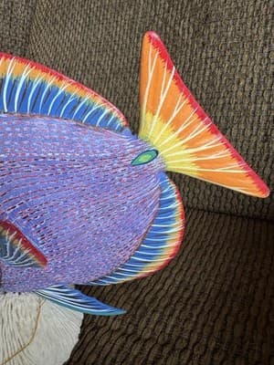 Vintage Nature Crafts Hand Carved And Painted Wood Fish Sculpture “Sailfin Tang” - Thumbnail 7