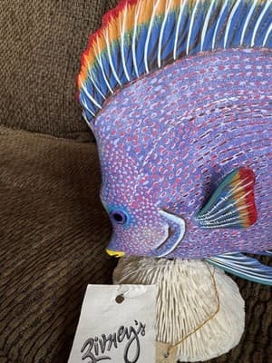 Vintage Nature Crafts Hand Carved And Painted Wood Fish Sculpture “Sailfin Tang” - Thumbnail 6