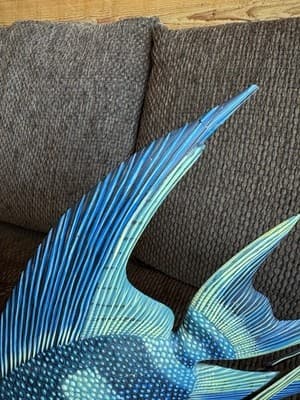 Large Vintage Nature Crafts Hand Carved And Painted Wood Fish Sculpture - Thumbnail 7