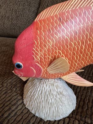 Vintage Nature Crafts Hand Carved And Painted Wood Fish Sculpture “Garibaldi” - Thumbnail 11