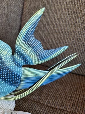 Large Vintage Nature Crafts Hand Carved And Painted Wood Fish Sculpture - Thumbnail 6