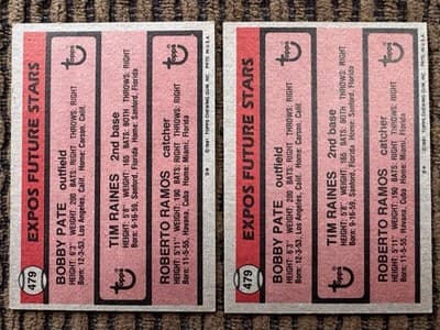 Tim Raines Topps 9 Card Lot - 2 Rookies - 1981-1987 - Montreal Expos - Thumbnail 3