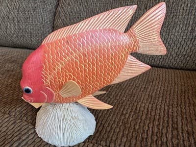 Vintage Nature Crafts Hand Carved And Painted Wood Fish Sculpture “Garibaldi” - Thumbnail 10