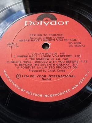 PROMO COPY VINYL Return To Forever/Chick Corea - Where Have I Known You Before - Thumbnail 8