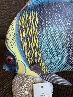 Large Nature Crafts Hand Carved And Painted Wood Fish Sculpture “Fr. Angelfish” - Thumbnail 6