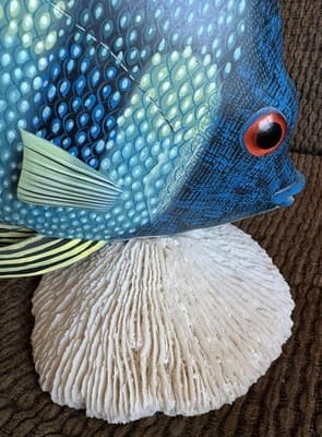 Large Vintage Nature Crafts Hand Carved And Painted Wood Fish Sculpture - Thumbnail 10