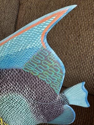 Large Nature Crafts Hand Carved And Painted Wood Fish Sculpture “Fr. Angelfish” - Thumbnail 7