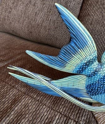 Large Vintage Nature Crafts Hand Carved And Painted Wood Fish Sculpture - Thumbnail 12