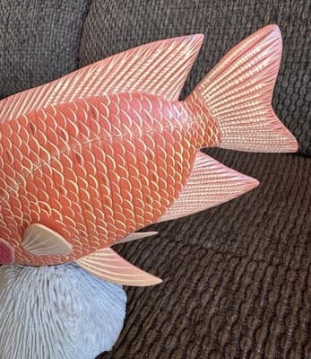 Vintage Nature Crafts Hand Carved And Painted Wood Fish Sculpture “Garibaldi” - Thumbnail 12