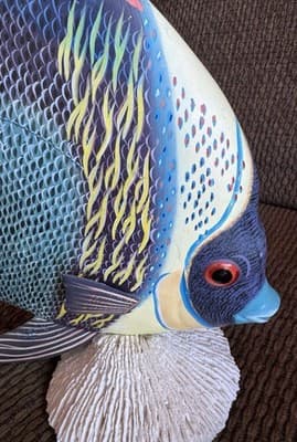 Large Nature Crafts Hand Carved And Painted Wood Fish Sculpture “Fr. Angelfish” - Thumbnail 13