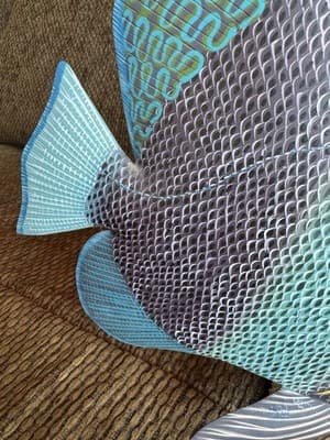 Large Nature Crafts Hand Carved And Painted Wood Fish Sculpture “Fr. Angelfish” - Thumbnail 15
