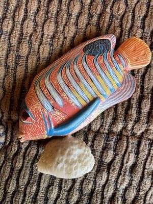 Small Vintage Nature Crafts Hand Carved And Painted Wood Fish Sculpture - Thumbnail 3