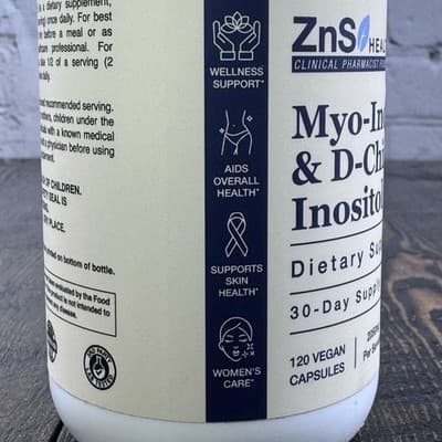 Myo Inositol & D-Chiro Inositol for Women 2000mg, 40:1 Ratio, 120 Vegan Capsules - Thumbnail 5