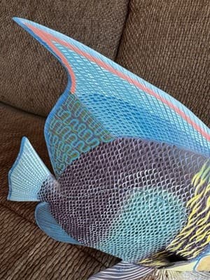 Large Nature Crafts Hand Carved And Painted Wood Fish Sculpture “Fr. Angelfish” - Thumbnail 14