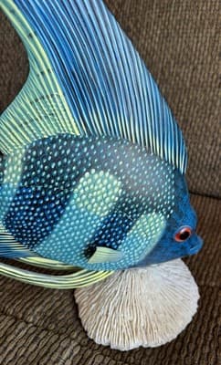 Large Vintage Nature Crafts Hand Carved And Painted Wood Fish Sculpture - Thumbnail 11