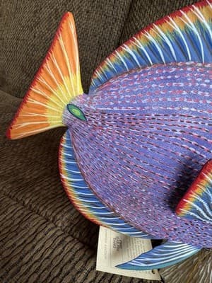 Vintage Nature Crafts Hand Carved And Painted Wood Fish Sculpture “Sailfin Tang” - Thumbnail 11