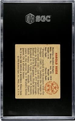 1950 Bowman Harold “Pee Wee” Reese #21 MLB Brooklyn Dodgers SGC 4 VG EX - Thumbnail 2