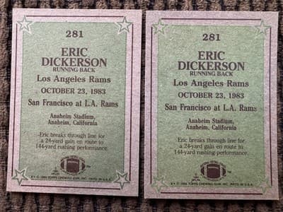 Eric Dickerson Card Lot Of 12 Los Angeles Rams 1984-1985 Topps - Thumbnail 3