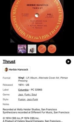 Herbie Hancock - Thrust - Vinyl LP First Pitman Press “Demonstration Copy” 1974 - Thumbnail 16
