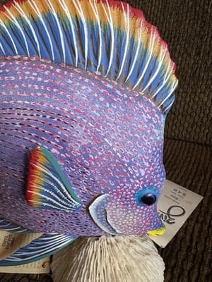 Vintage Nature Crafts Hand Carved And Painted Wood Fish Sculpture “Sailfin Tang” - Thumbnail 10