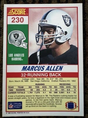 Marcus Allen 16 Football Cards Lot L A Raiders Topps, Pro Set,Score 1984 Rookies - Thumbnail 15