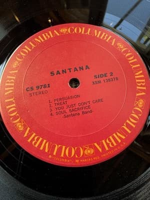 Santana LP Self Titled 1970 Vinyl LP Record, Columbia, CS 9781 - Thumbnail 5