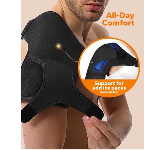 Adult Adjustable Shoulder Brace Compression Stability Support Unisex Men Women - Thumbnail 6