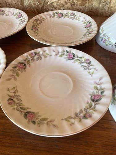 4 VINTAGE CREATIVE FINE CHINA #2345 JAPAN Tea Cups And Saucers Plate Pink Floral - Thumbnail 8