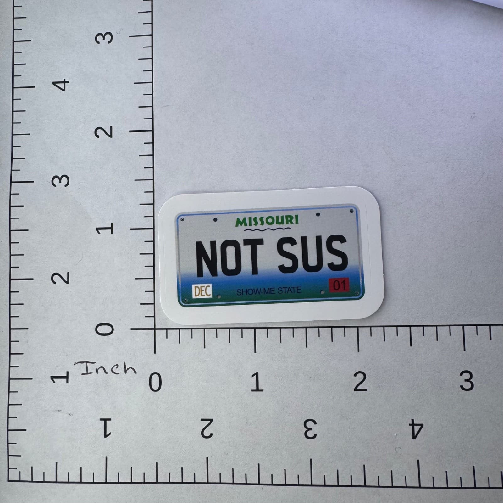 Missouri License Plate ‘Not SUS’ Sticker - Water Bottle Phone Laptop Skateboard - Thumbnail 2