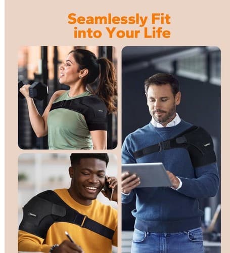 Adult Adjustable Shoulder Brace Compression Stability Support Unisex Men Women - Thumbnail 7