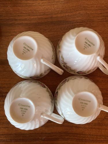 4 VINTAGE CREATIVE FINE CHINA #2345 JAPAN Tea Cups And Saucers Plate Pink Floral - Thumbnail 11