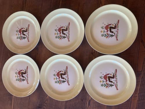 Swiss Provincial Taylor Smith & Taylor China 10522 Yellow Farmer 6 Dinner Plates - Thumbnail 3
