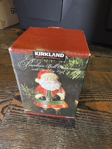 Porcelain Bell Ornament Santa Dangling Legs Original Box Christmas Holiday - Thumbnail 13